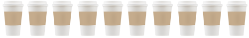 Disposable coffee cups with tops and sleeves